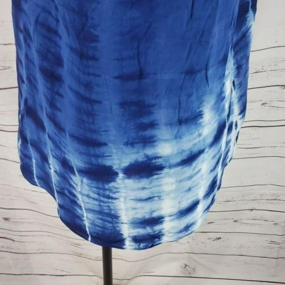 Chicos Blue Tie-Dye Vest With‎ Lace Back Open Front Womens Size 0 - Picture 4 of 7